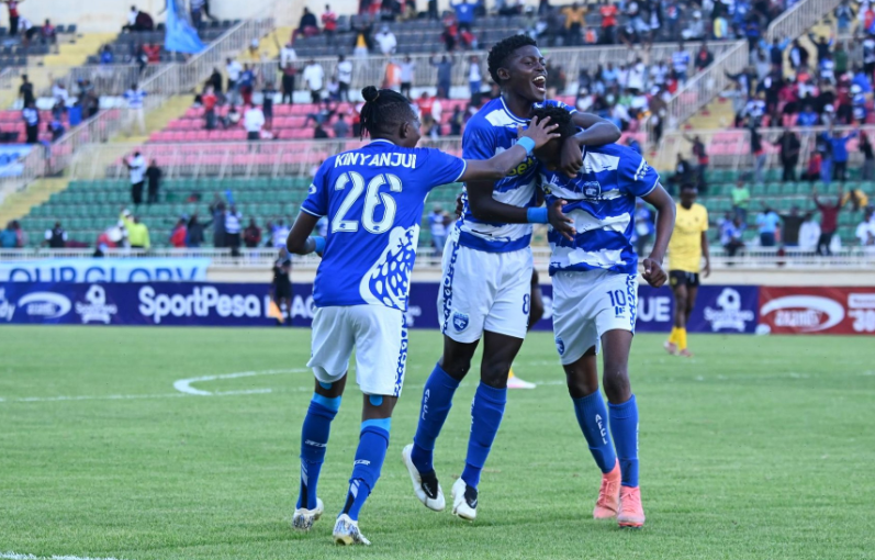 AFC Leopards James Kinyanjui, Kelly Madada and Hassan Beja celebrate/AFC LEOPARDS