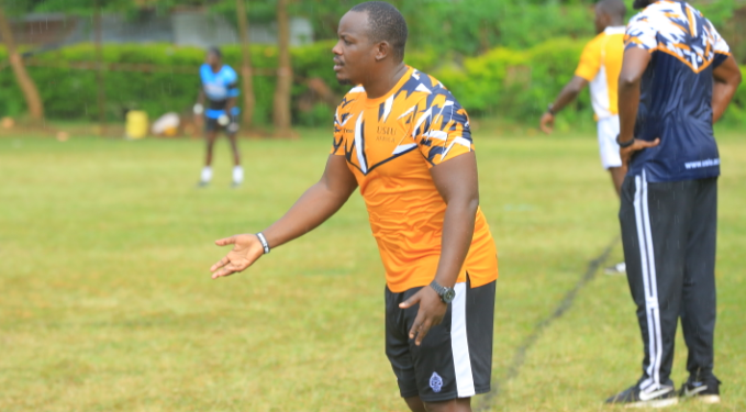 USIU-A Martials coach Tom Lagat shouts instructions to his players/ANGWENYI GICHANA