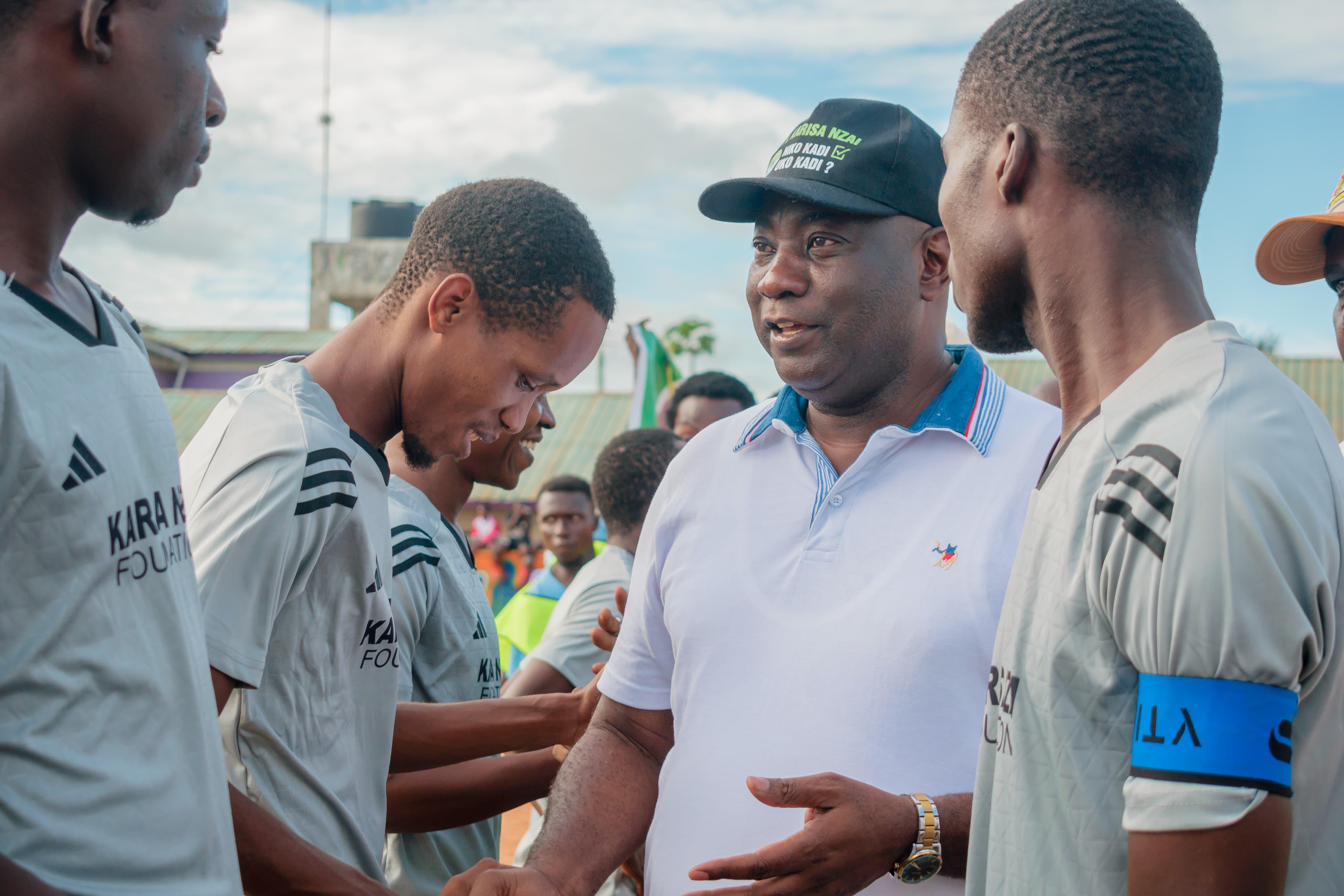 Presidential political advisor Karisa Nzai at Bangladesh slums in Jomvu, Mombasa on Saturday.