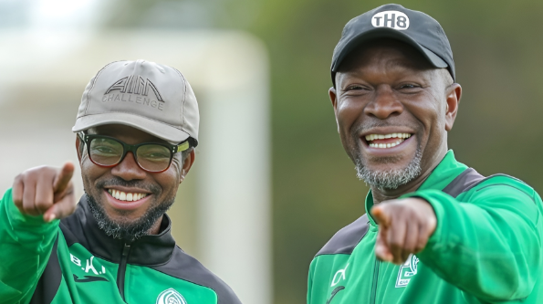 Gor Mahia FC assistant coach Kobi Bismarck Mensah (left) and head coach Charles Akonnor/HANDOUT