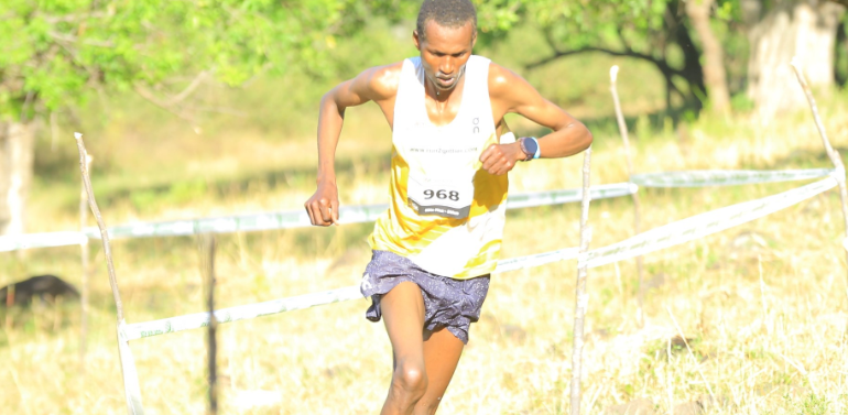 Michael Saoli on his way to winning the Tinderet Barng'etuny Mountain Run in Nandi County/ANGWENYI GICHANA