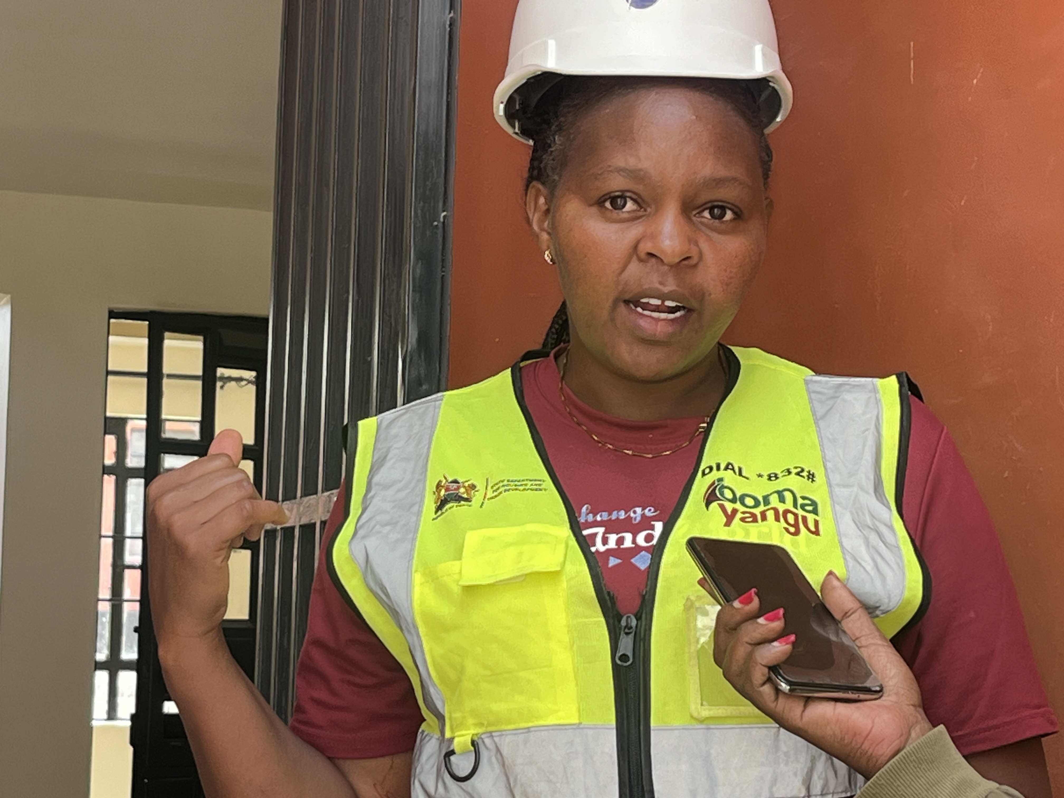 Miriam Wanja Wamboi speaking at the Kidiwa Affordable Housing project where she worked for two years