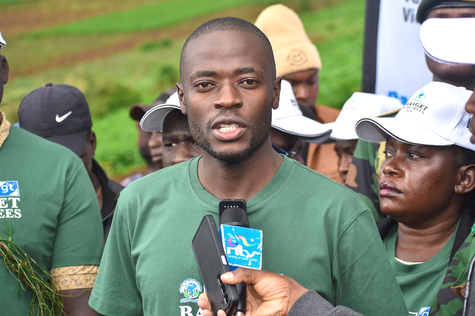 Youth Green Action Kenya (YGAK) Executive Director and co-founder Dennis Asiya addressing the press during a trees planting exercise at Baraget forest in Nakuru County on April,28th 2026
