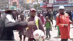 Protesters turn Kenya National Archives area into football pitch