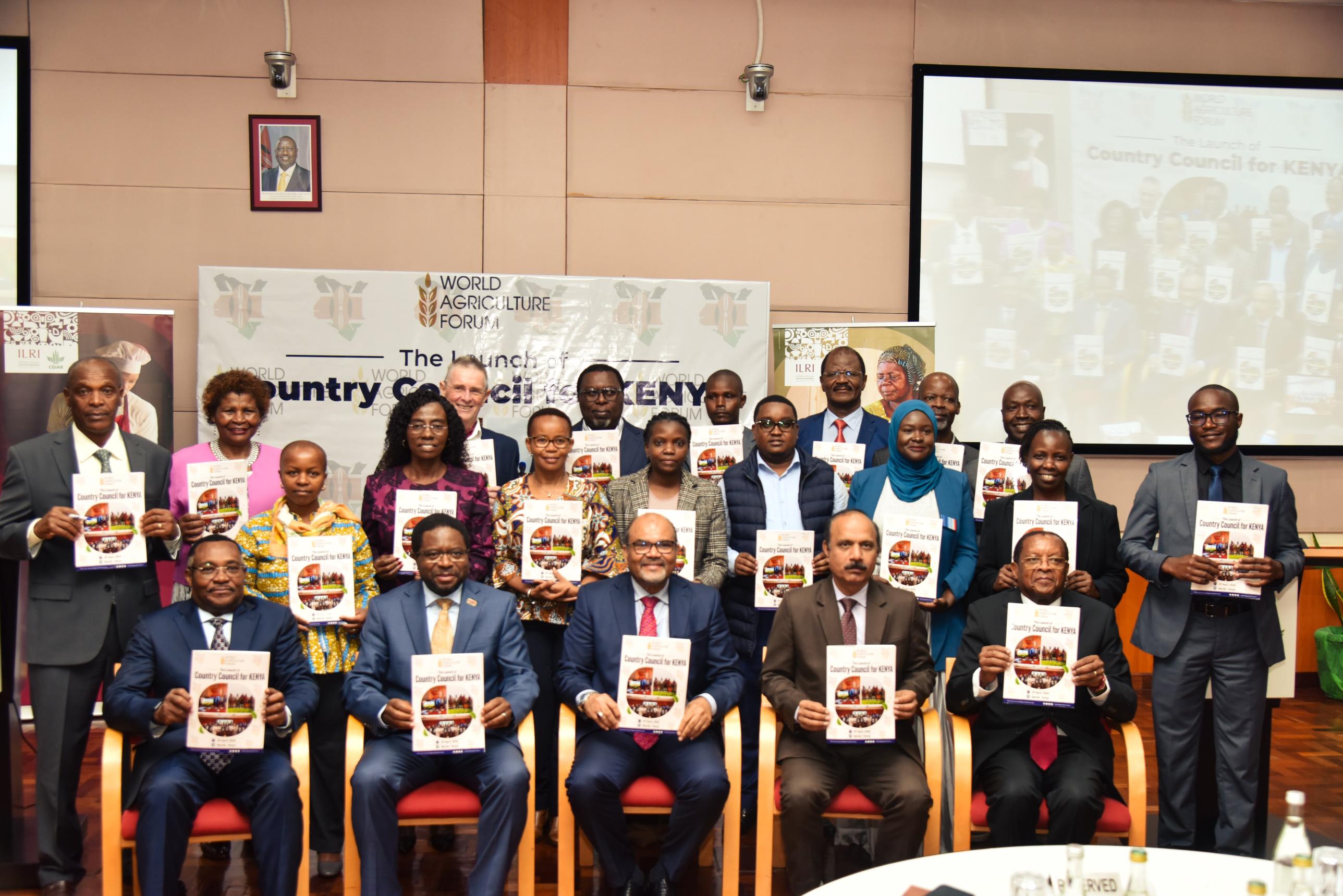 Members of the World Agriculture Forum (WAF) Kenya Country Council during the official launch at the International Livestock Research Institute (ILRI) campus in Nairobi.