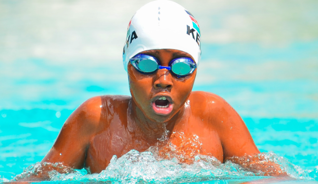 Nygel Jayaden of Thika Swim Academy  in action during a recent National Championship in Mombasa/ HANDOUT