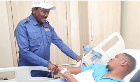 Kalonzo visits injured Sammy Kioko in hospital, calls for calm