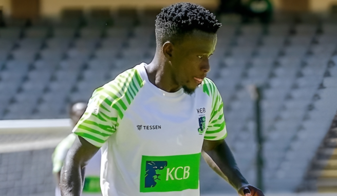 KCB offensive midfielder Boniface Omondi during their Mozzart Bet Cup round of 16 clash against Chebaiwa/ HANDOUT