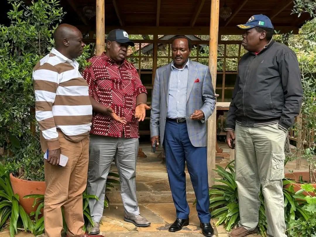 Rigathi Gachagua (DCP), Fred Matiang'i (Jubilee), Kalonzo Musyoka (Wiper) and Eugene Wamalwa (DAP-K) during a meeting in Nairobi