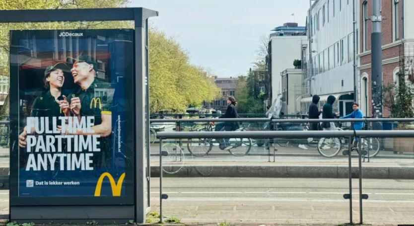 Advertisements for meat products, such as beef burgers, have disappeared from Amsterdam's streets