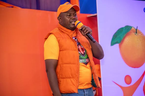 Nairobi ODM Youth leader, Brian 'Brayola' Owino  addressing a press conference at Chungwa House in a past event