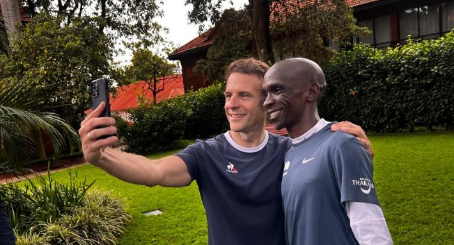 I lost to Kipchoge in morning race, says Macron