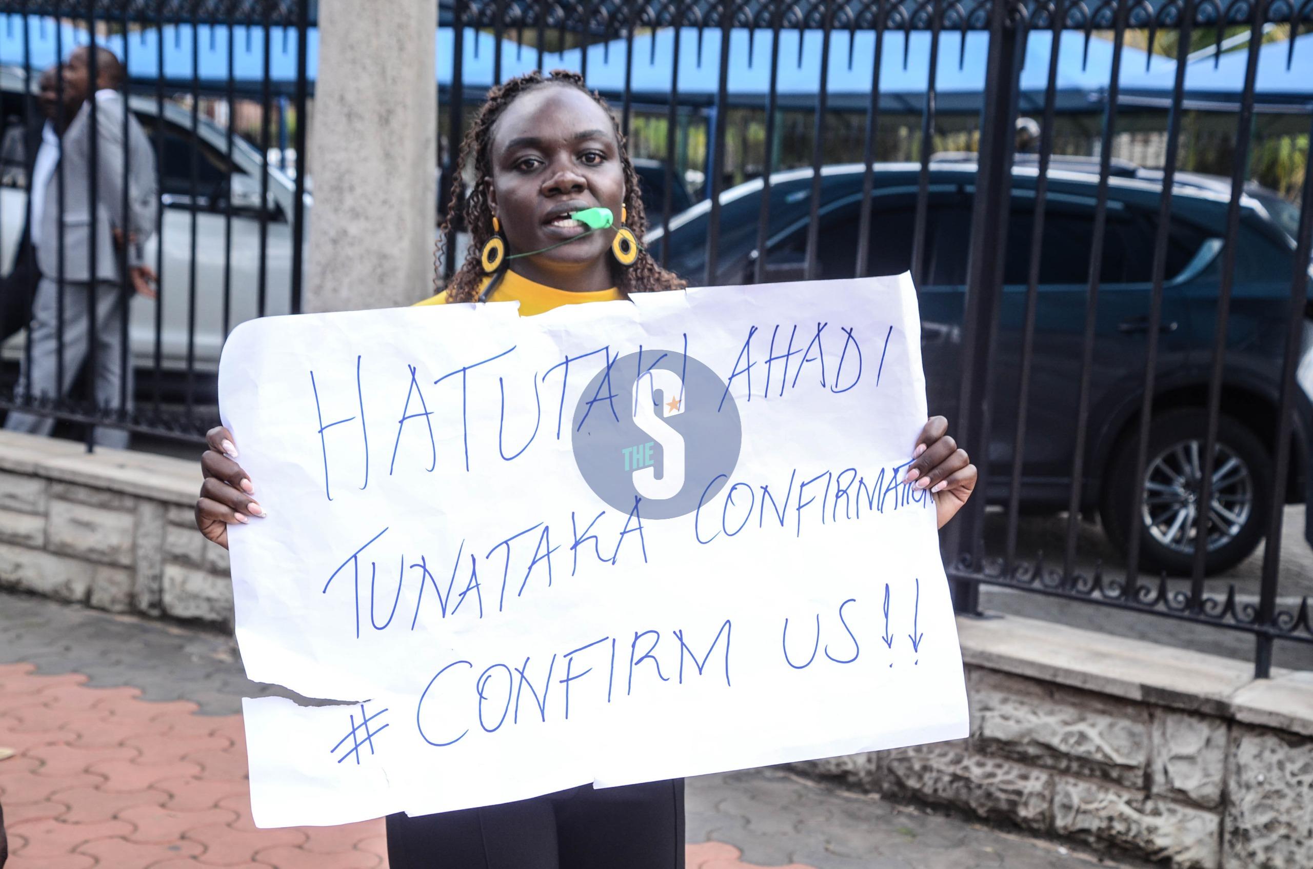 Nairobi JSS teachers stage a peaceful demonstration outside parliament, demanding absorption into permanent and pensionable terms on May 5, 2026./DOUGLAS OKIDDY