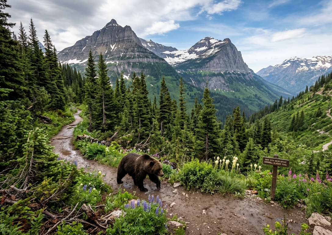 photo of a grizzly bear in Glacier National Park, Montana, where officials say a hiker was fatally attacked