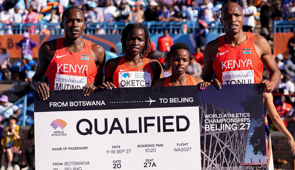 George Mutinda, Mercy Oketch, Mercy Chebet and Kevin Tonui at the World Relays/ HANDOUT