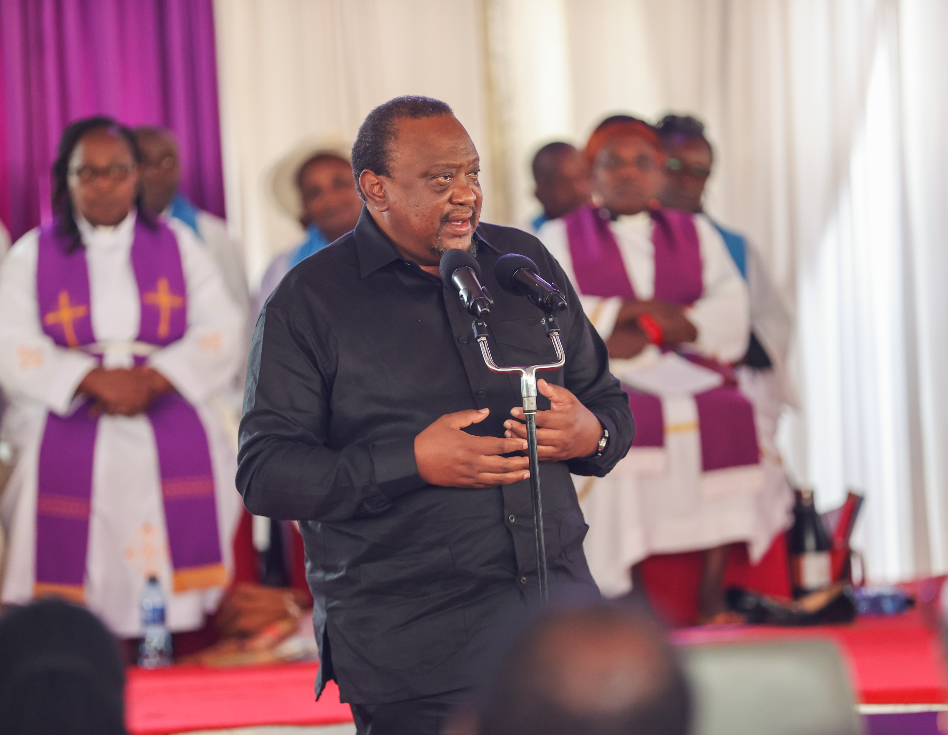Former President Uhuru Kenyatta speaking in Kirinyaga on April 1, 2026