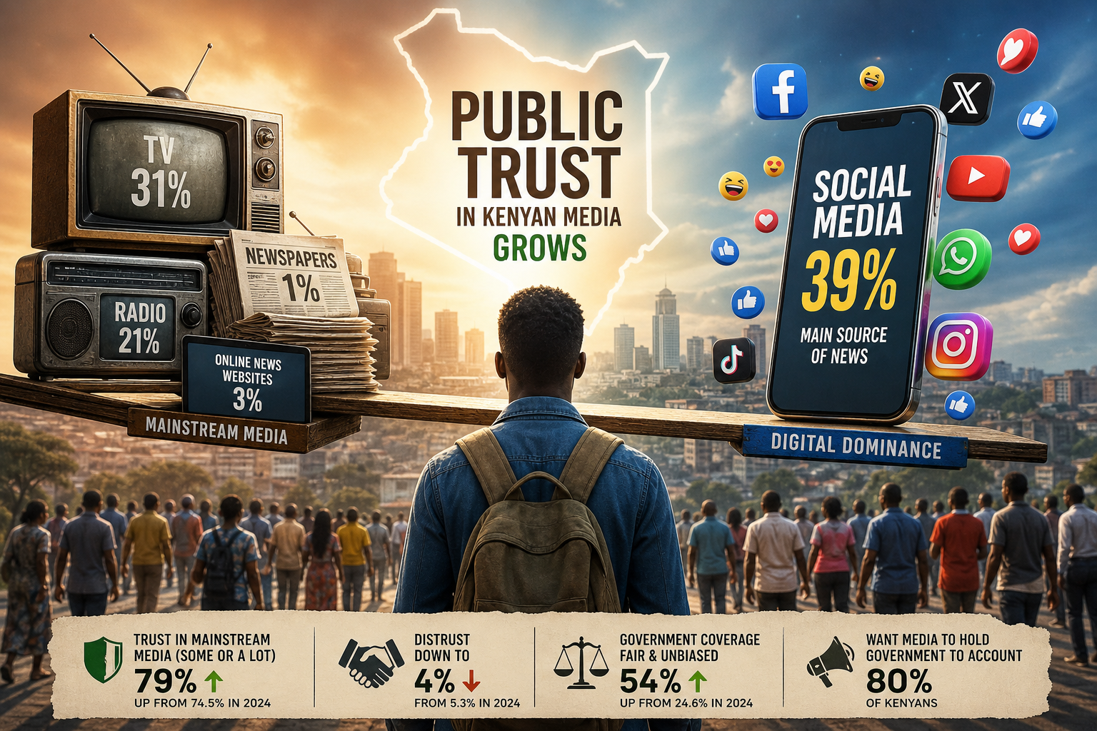 Findings show that social media remains the primary news source for most Kenyans