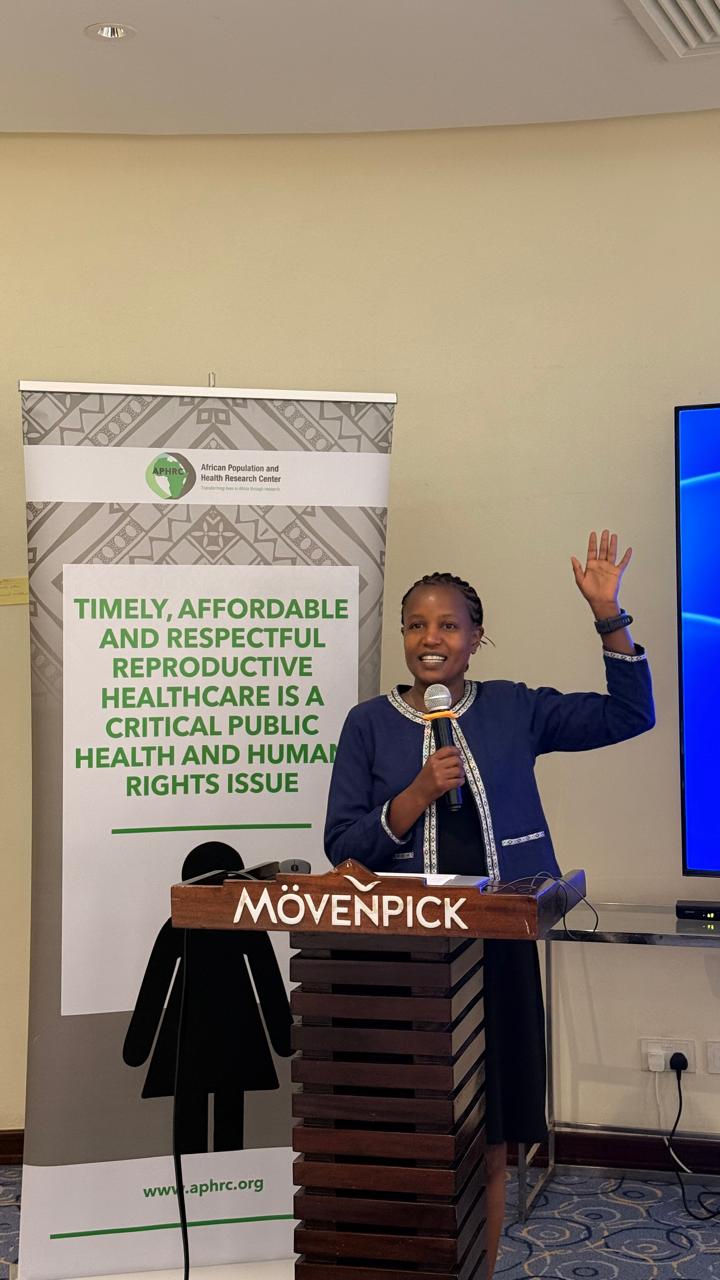 Dr. Caroline Kabiru from APHRC during a recent meeting on teenage pregnancies