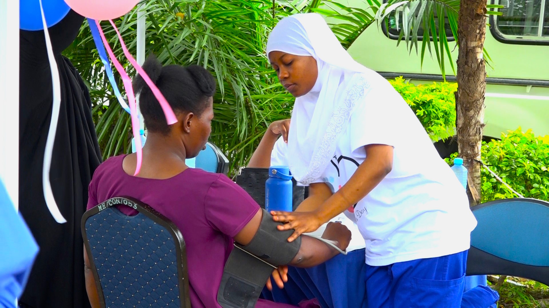 An expectant mother is taken through checkups during a pregnancy fair at Mombasa Hospital.