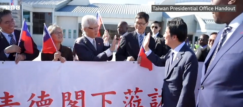 Taiwanese President high-fives compatriots as he arrives in Eswatini