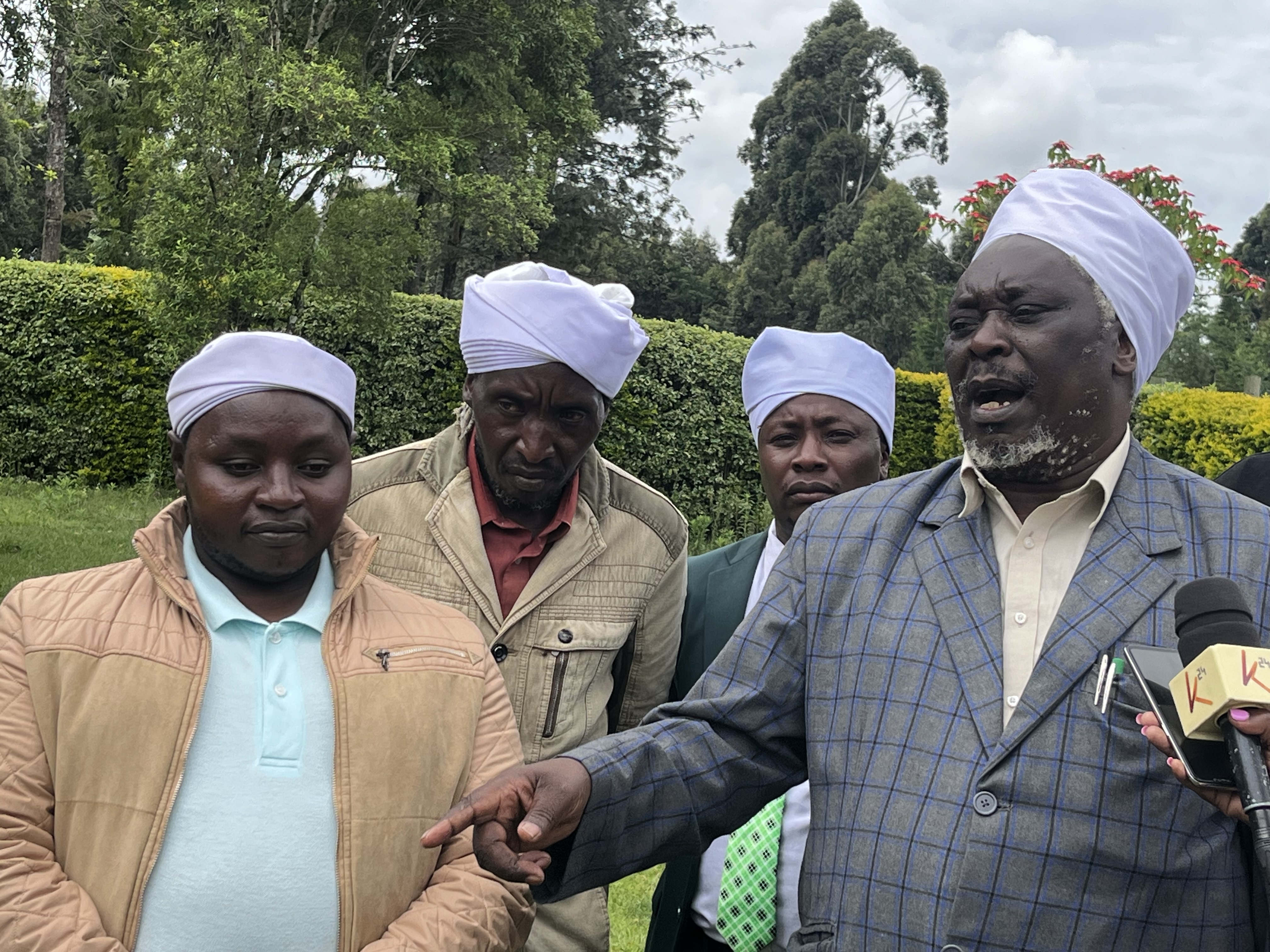 Archbishop Paul Gathuo of the Akorino church speaking in Eldoret after a meeting with his members