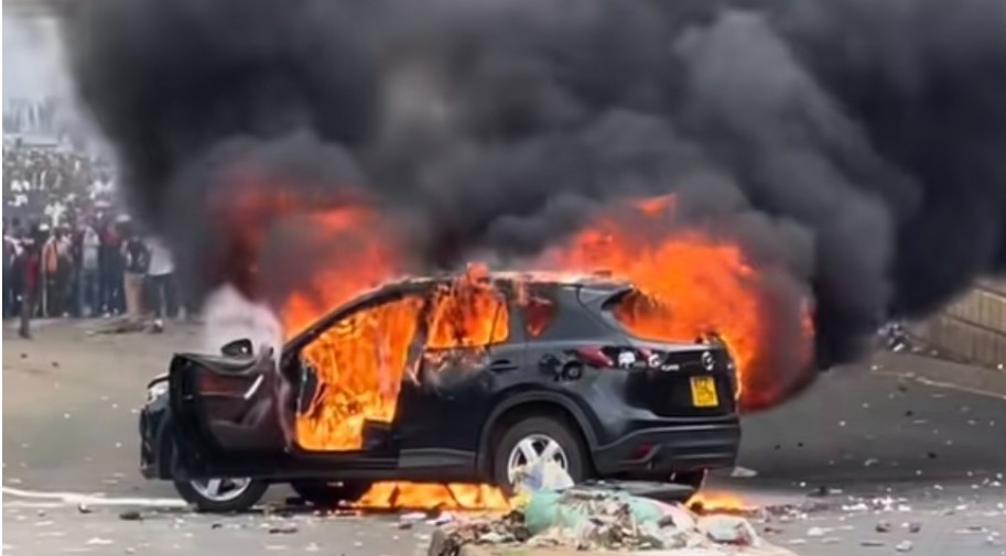 Car torched in Githurai as fuel strike protests escalate