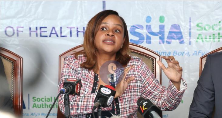 SHA CEO Mercy Mwangagi addresses the media during her official report at SHA offices, Nairobi on June 3, 2025/LEAH MUKANGAI
