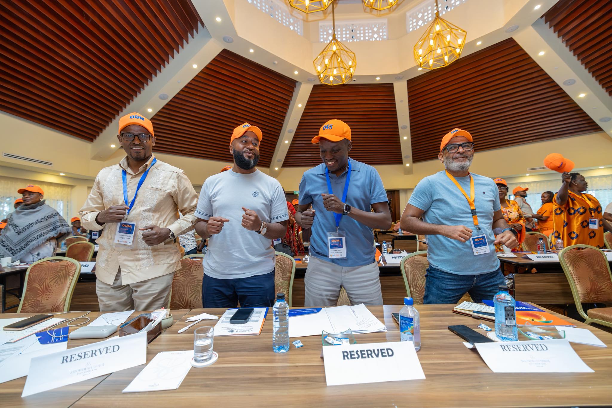 Wajir Governor Ahmed Abdullahi, Mining CS Hassan Joho, Kisii Governor Simba Arati and Mombasa Governor Abdulswamad Nassir in Mombasa on Sunday.