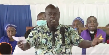 Former Deputy President Rigathi Gachagua speaking at a church service at PCEA Illasit in Kajiado South/SCREENGRAB