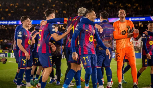 Barcelona celebrate during a previous match/ HANDOUT