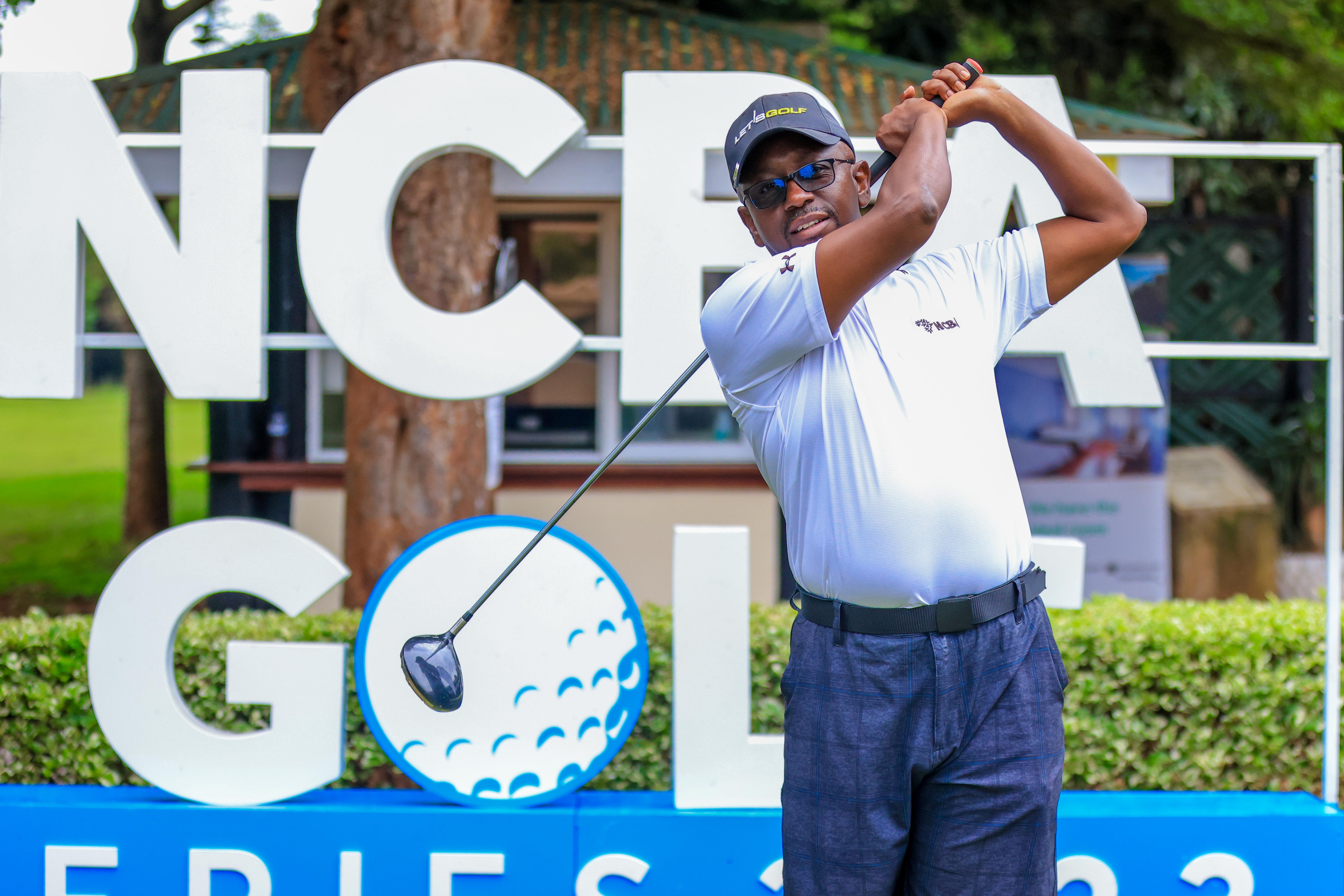 Golfer David Mwangi in action during the leg of the NCBA Golf Series