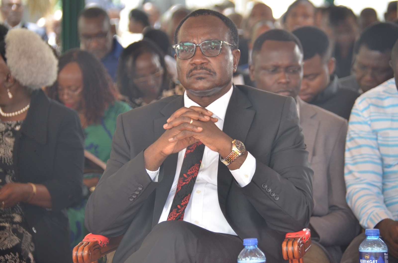 Education CS Julius Ogamba during Proffessor Munuve's burial ceremony in Kangundo, Machakos County on May 8, 2026.