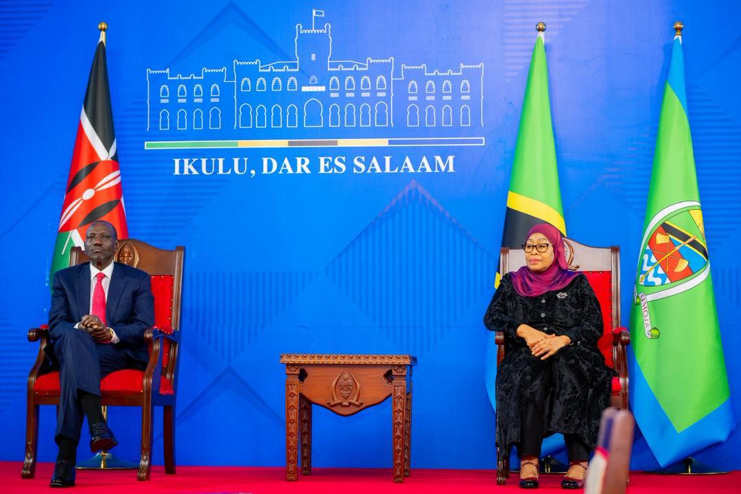 President William Ruto and Tanzania counterpart Suluhu Hassan at State House Dar es Salaam inn tanzania during President Ruto's state visit on Monday, May 4, 2026