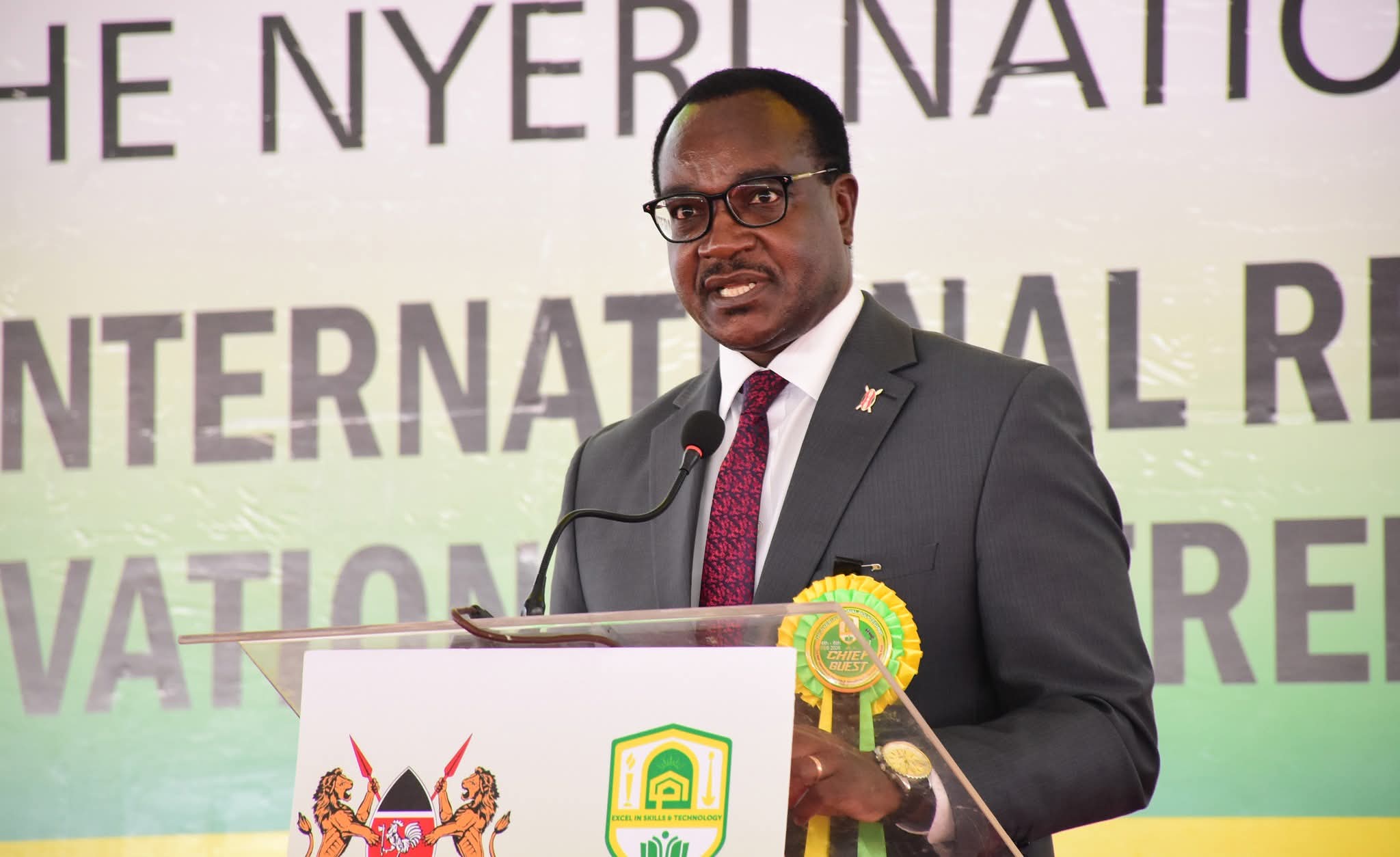 Education CS Julius Ogamba during the official opening ceremony for the 3rd International Research Science and Innovation Conference &amp; Skills Expo 2026 on February 5, 2025 in Nyeri