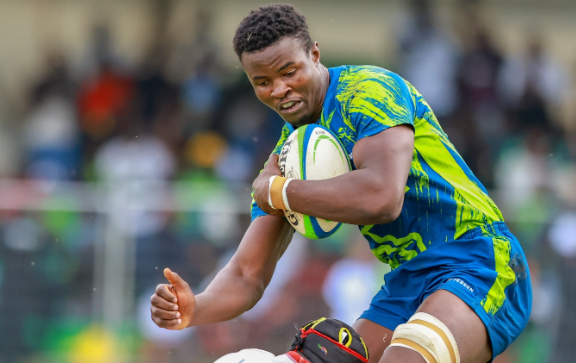 KCB flanker Elvis Olukusi shrugs off Nondies' winger Daniel Okito during their Kenya Cup semifinal in Ruaraka/HANDOUT