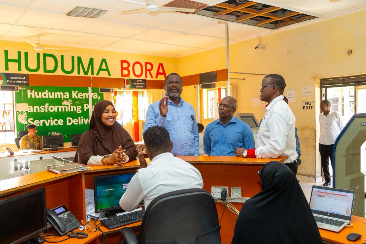 Public Service, Human Capital Development and Special Programmes, Cabinet Secretary Geoffrey Ruku, during a tour of the North Eastern regional offices in Garissa