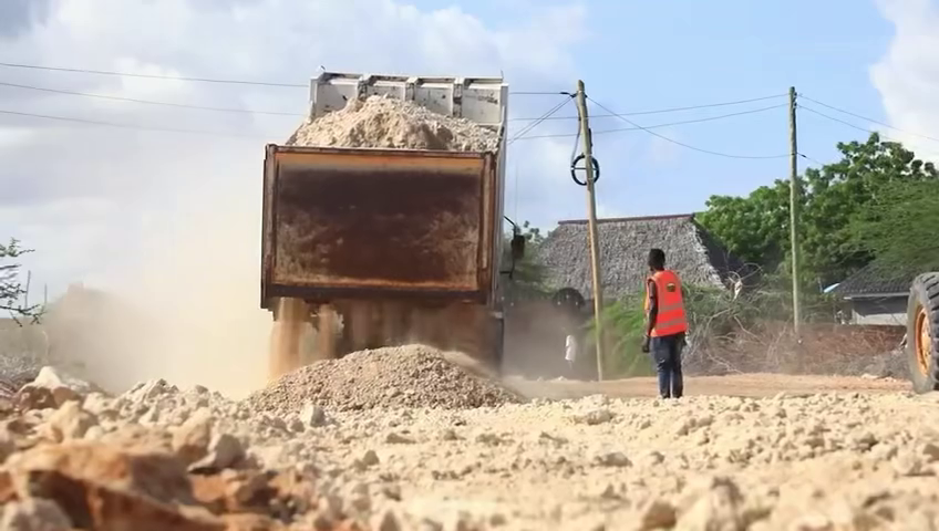 Ongoing road construction works in Wajir town being done by the national government ahead of the Madaraka day celebrations.