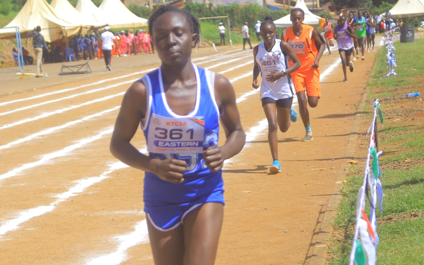 Doreen Ngugi leads the women's 10, 000m race at Kisii University/ANGWENYI GICHANA