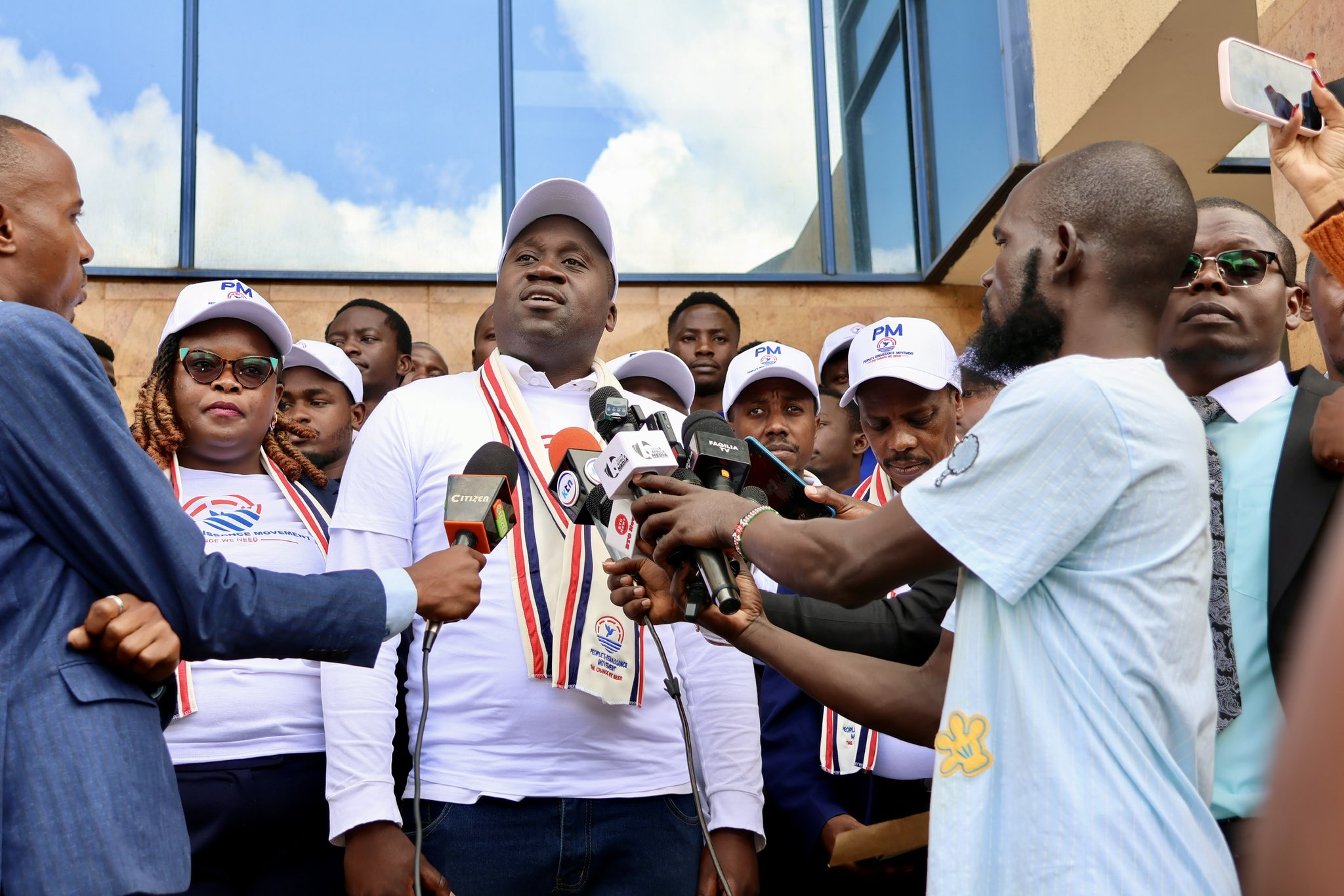 People’s Renaissance Movement interim officials address the media at Lion Place, Westlands, when they collected their registration certificate on April 24, 2026