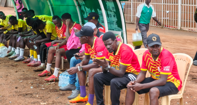 3K FC technical bench and players during their game against Gucha at Gusii Stadium/ANGWENYI GICHANA