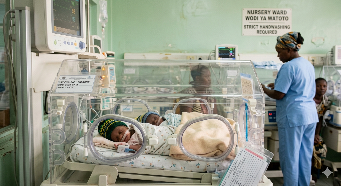 A nurse attands to neonates in a nursery/AI-generated