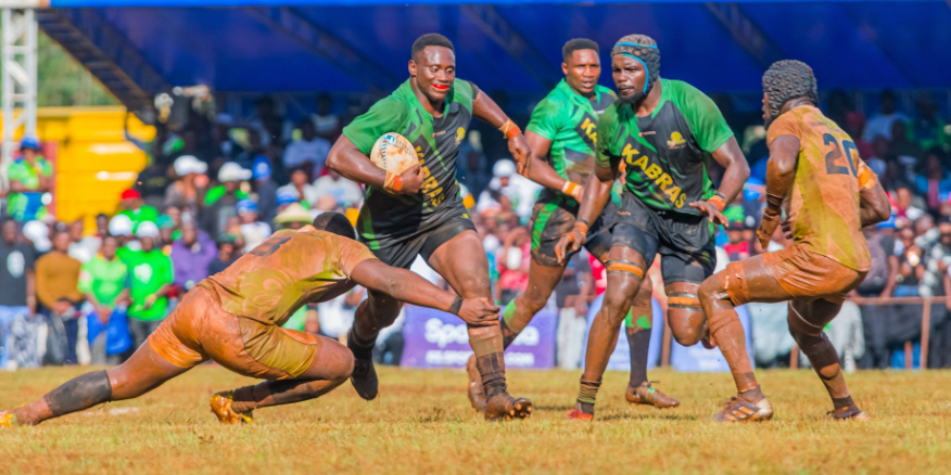 Kabras skipper Eugene Sifuna crashes through the KCB defence during the Kenya Cup final at the Kakamega showground/HANDOUT