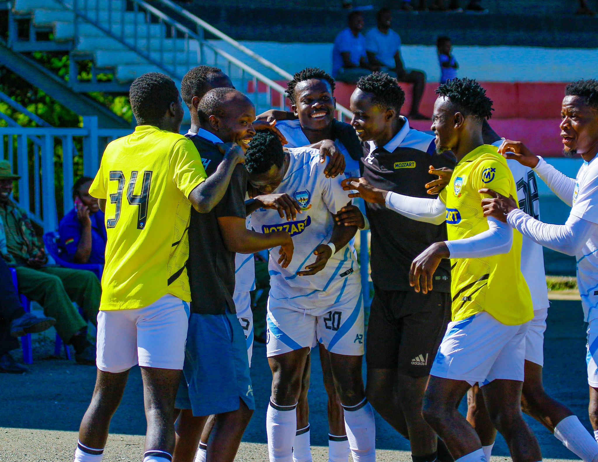 Migori Youth players celebrate after their win against Kisumu All Stars last weekend