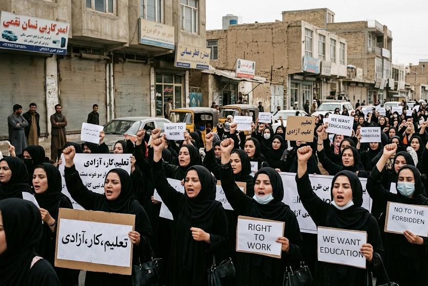 Two reportedly killed as women take part in rare protest in Afghanistan