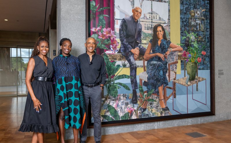 The Obamas unveil official portrait by Nigerian artist
