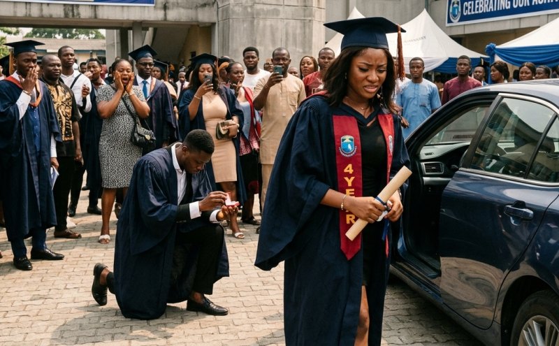 “She Drove Away in a Gifted Car” — Viral Graduation Proposal Ends in Rejection