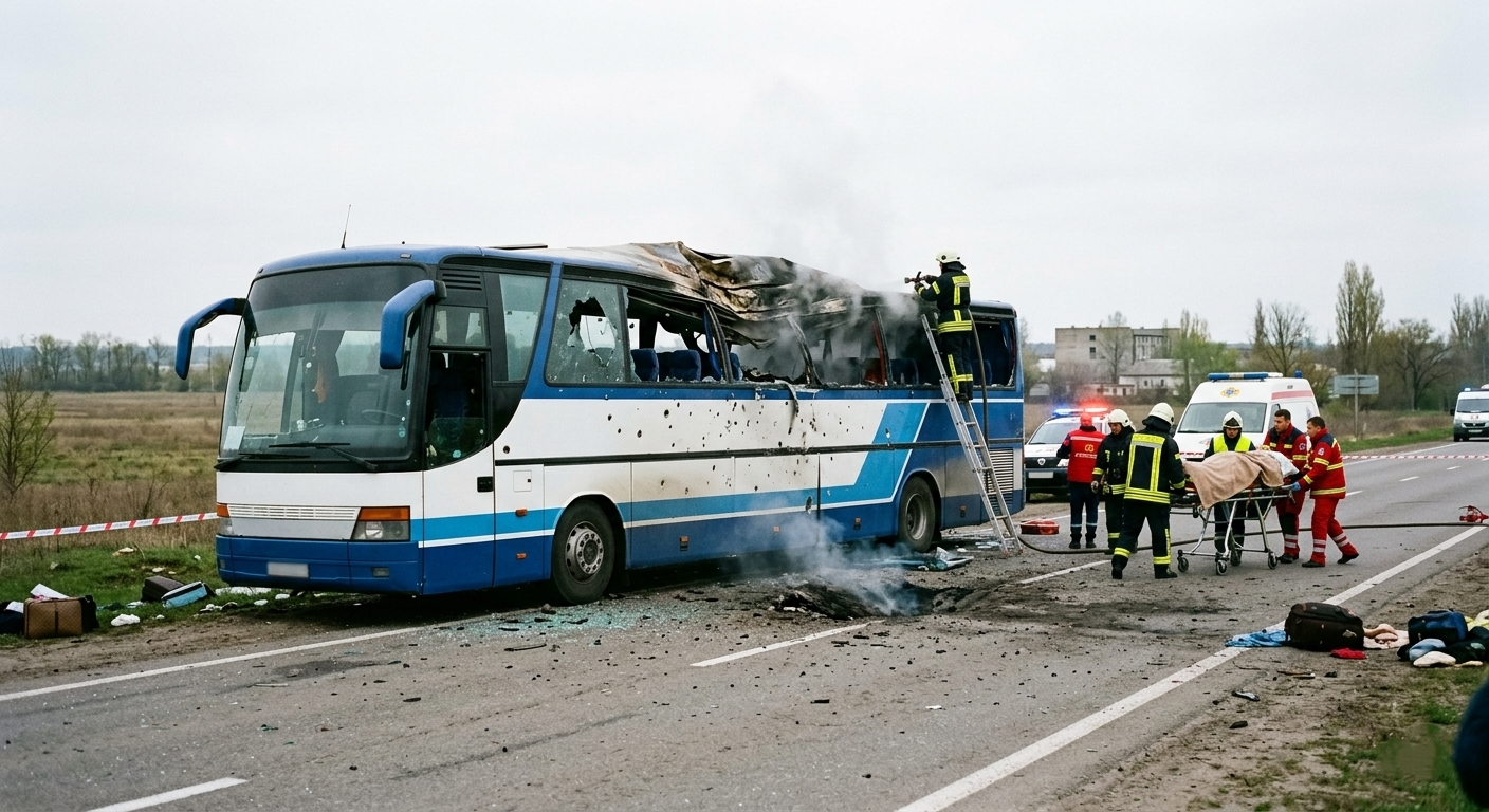 Seven killed after drone hits bus in Russia-controlled part of Ukraine