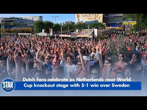 Dutch fans celebrate as Netherlands near World Cup knockout stage with 5-1 win over Sweden