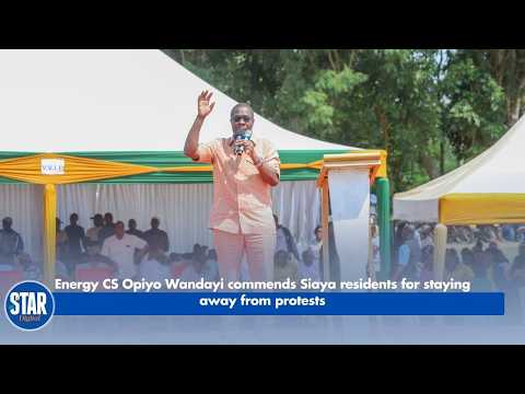 Energy CS Opiyo Wandayi commends Siaya residents for staying away from protests
