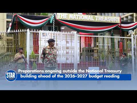 Preparations ongoing outside the National Treasury building ahead of the 2026–2027 budget reading